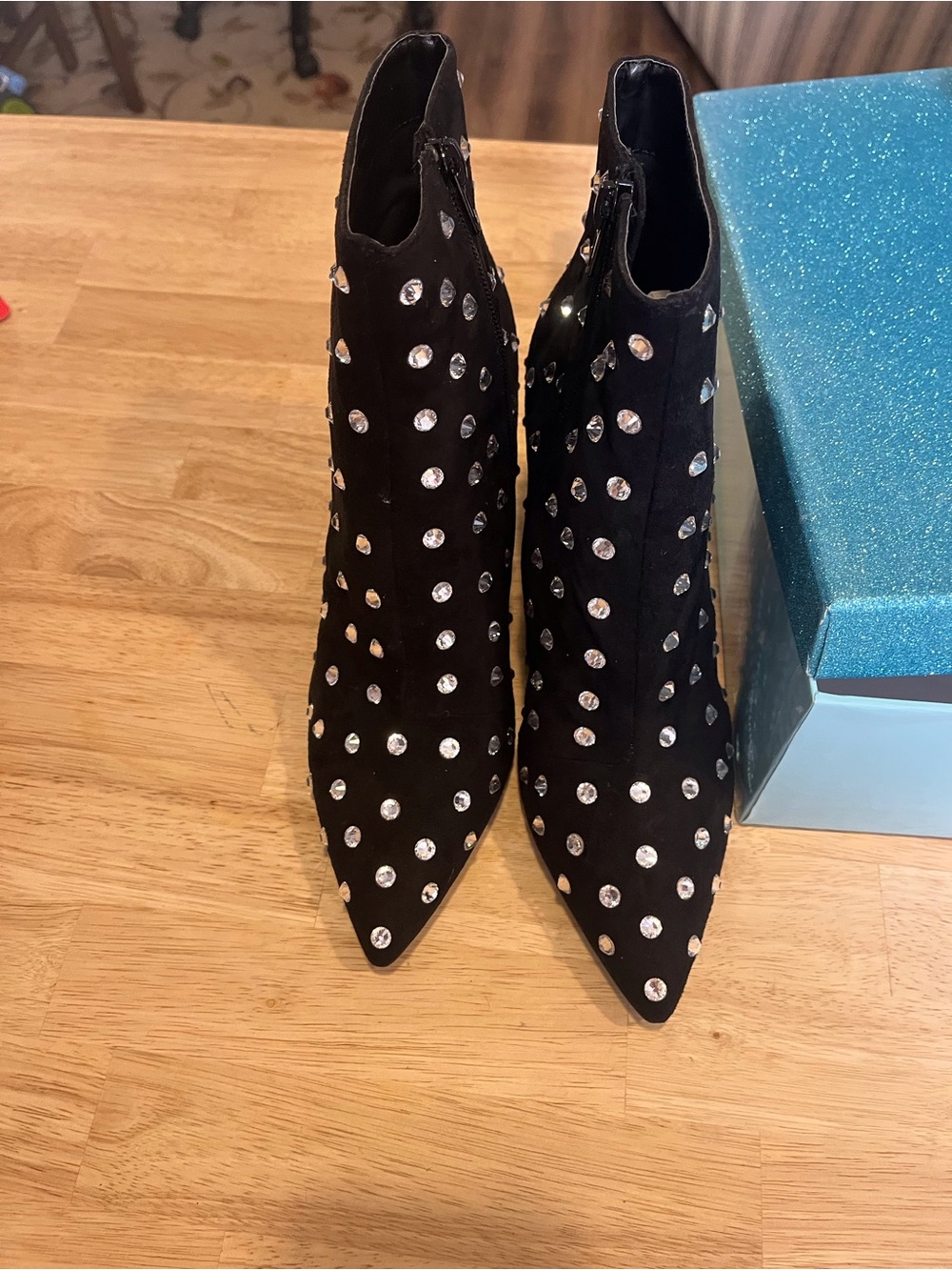 Blue by Betsy Johnson ELSIE rhinestone ankle boots Balck size 8 NIB